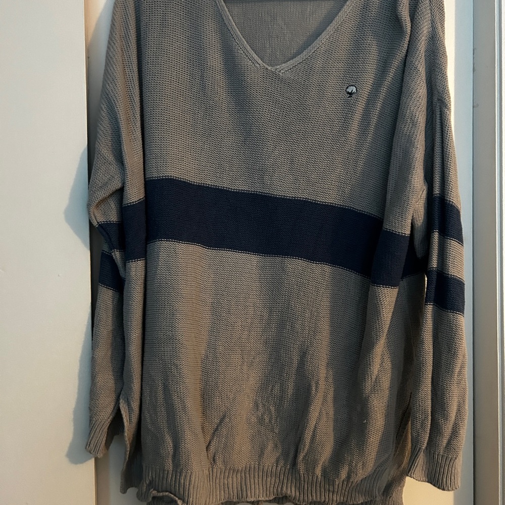 The Southern Shirt Company V-Neck Sweater in Gray and Navy